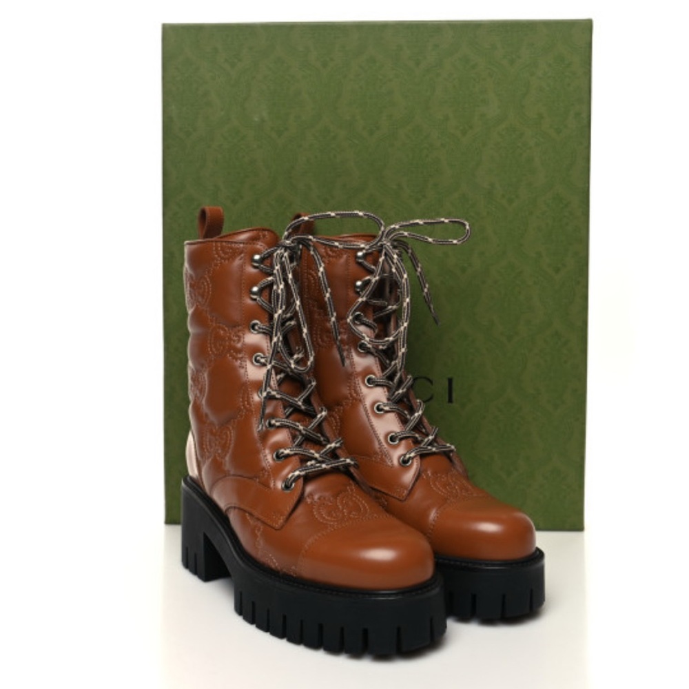 Gucci Brown Lace-Up Women's Boots Size 35